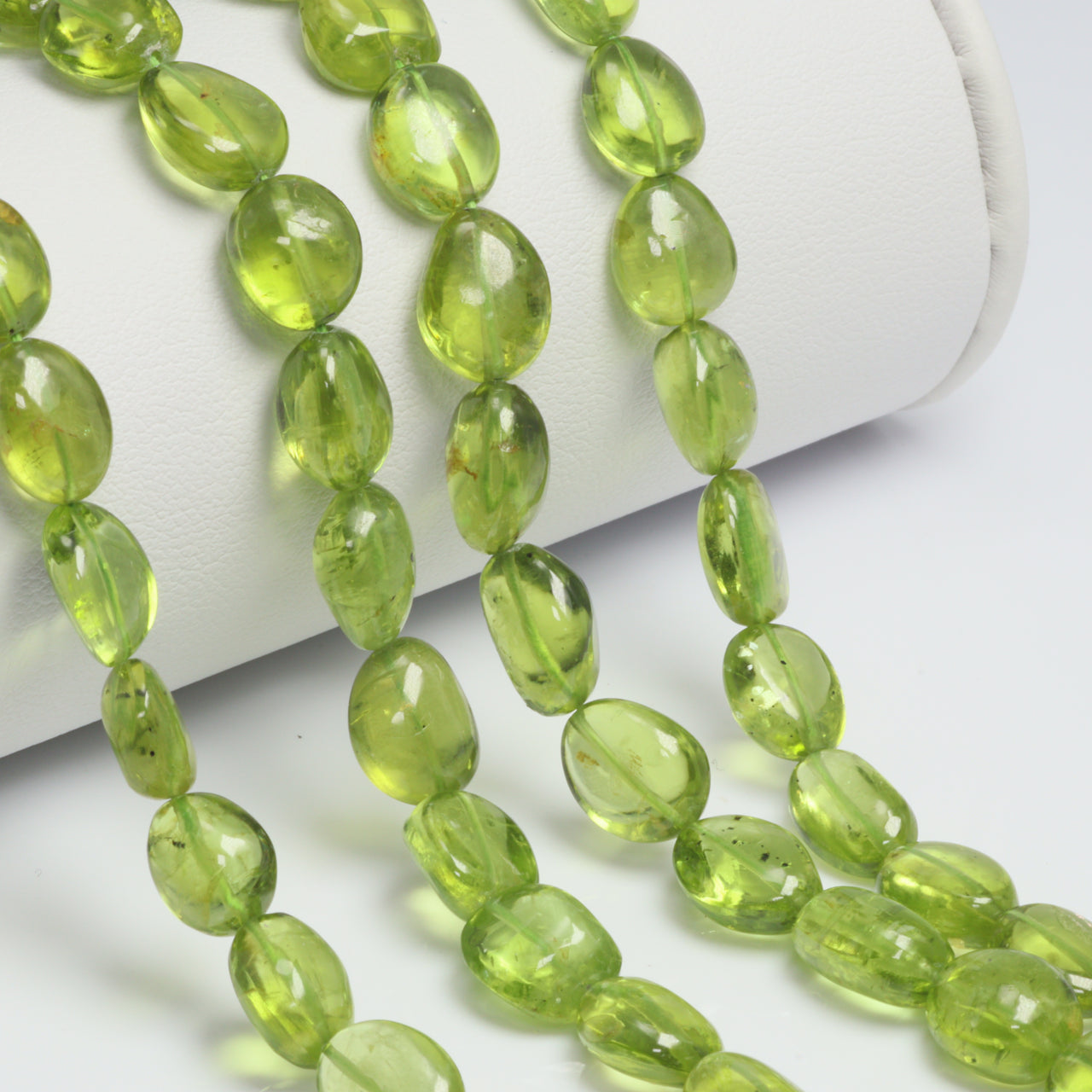 AA Green Peridot 9x7mm - 10x8mm Smooth Nuggets Bead Strand