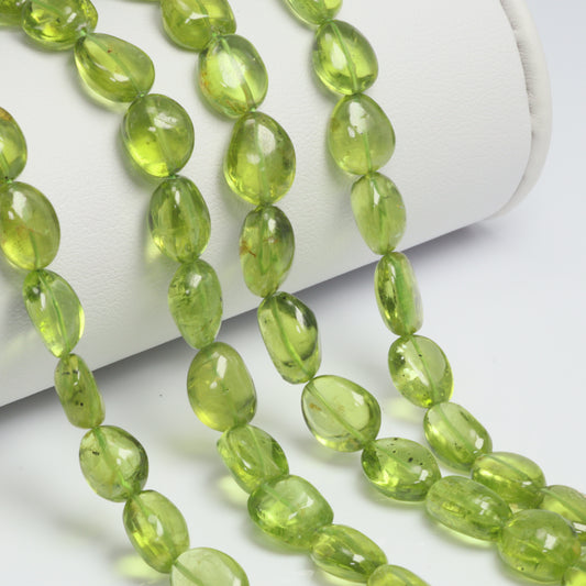 AA Green Peridot 9x7mm - 10x8mm Smooth Nuggets Bead Strand