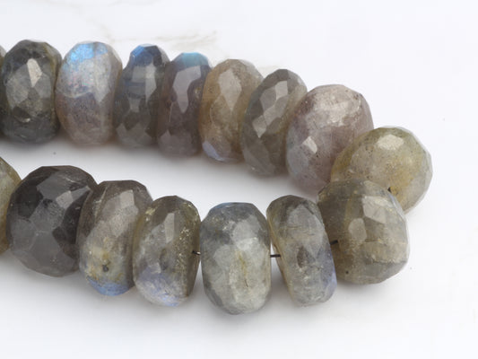 Blue Labradorite 12mm Faceted Rondelles