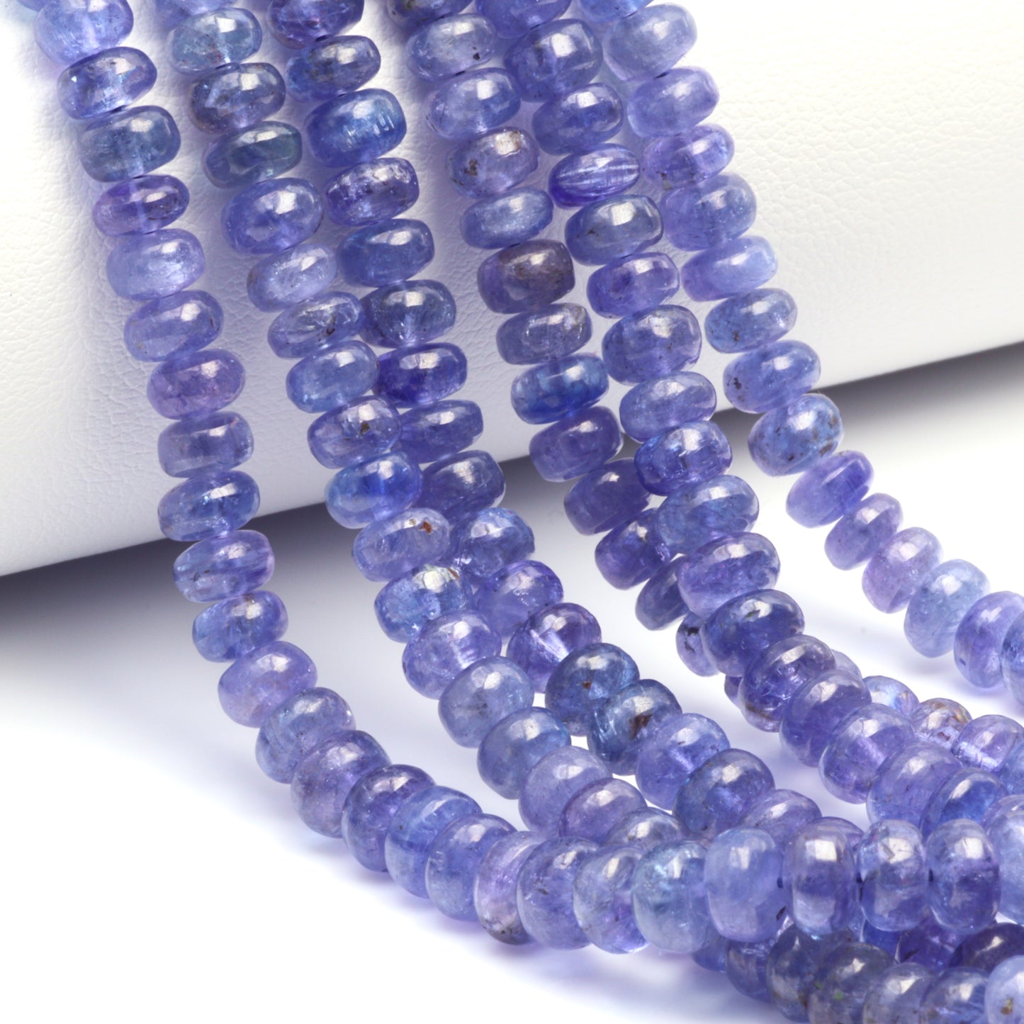 Blue Tanzanite 4mm - 6mm Smooth Rondelles Bead Strand