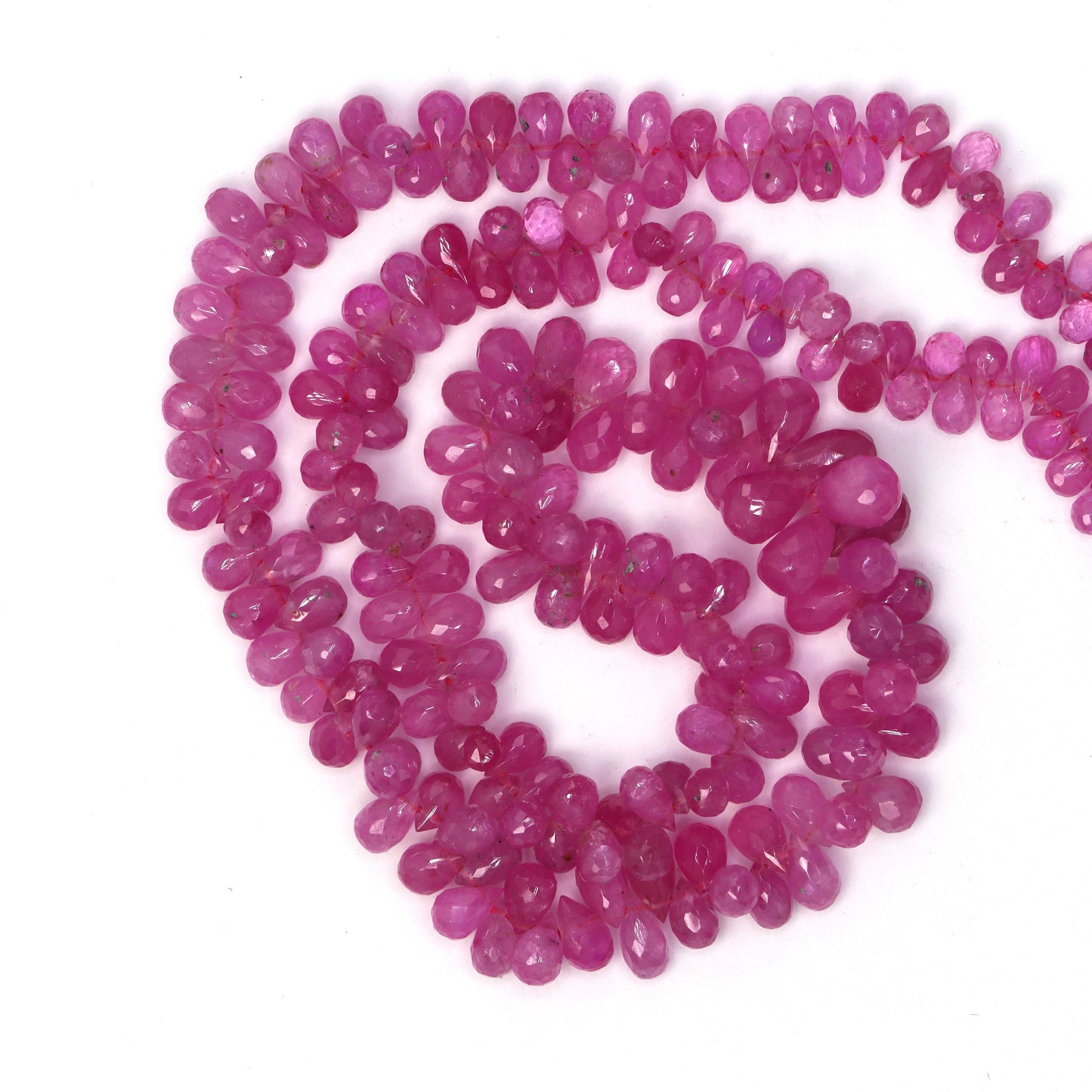 Pink Sapphire 5x3mm - 6x4mm Faceted Teardrop Briolettes Bead Strand