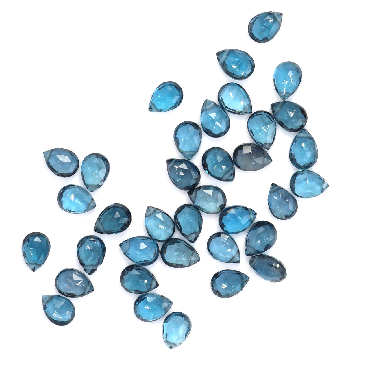 London Blue Topaz 7x5mm Faceted Pear Shaped Briolettes Loose Beads