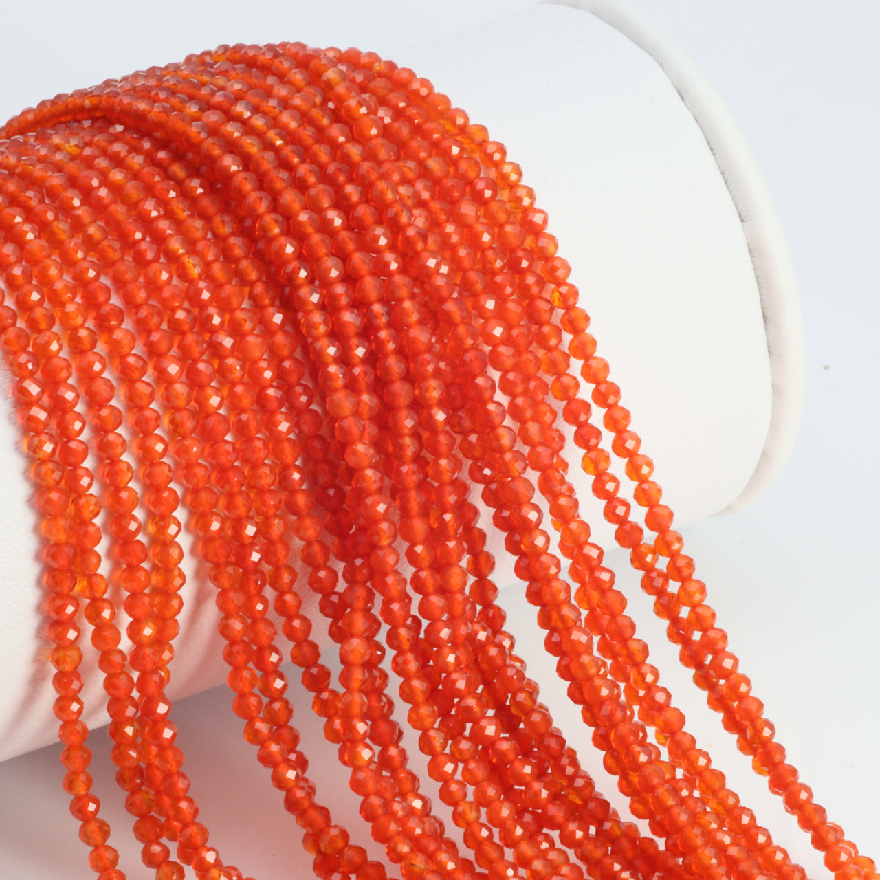 Orange Carnelian 2mm Faceted Rounds