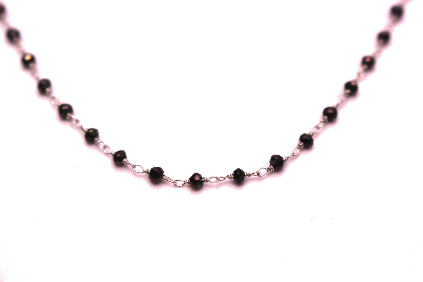 Coated Rhodolite Garnet 3mm Faceted Rondelles Rosary Chain Sterling Silver Wire Wrap Chain by the Foot