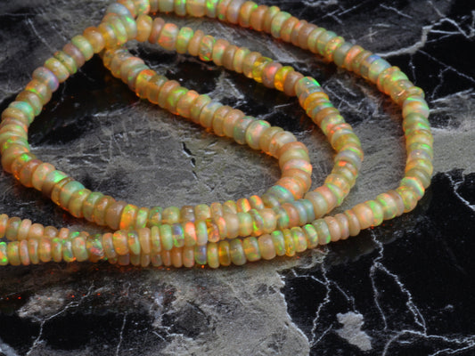 Brown Ethiopian Opal 3mm - 4.5mm Smooth Rondelles Bead Strand