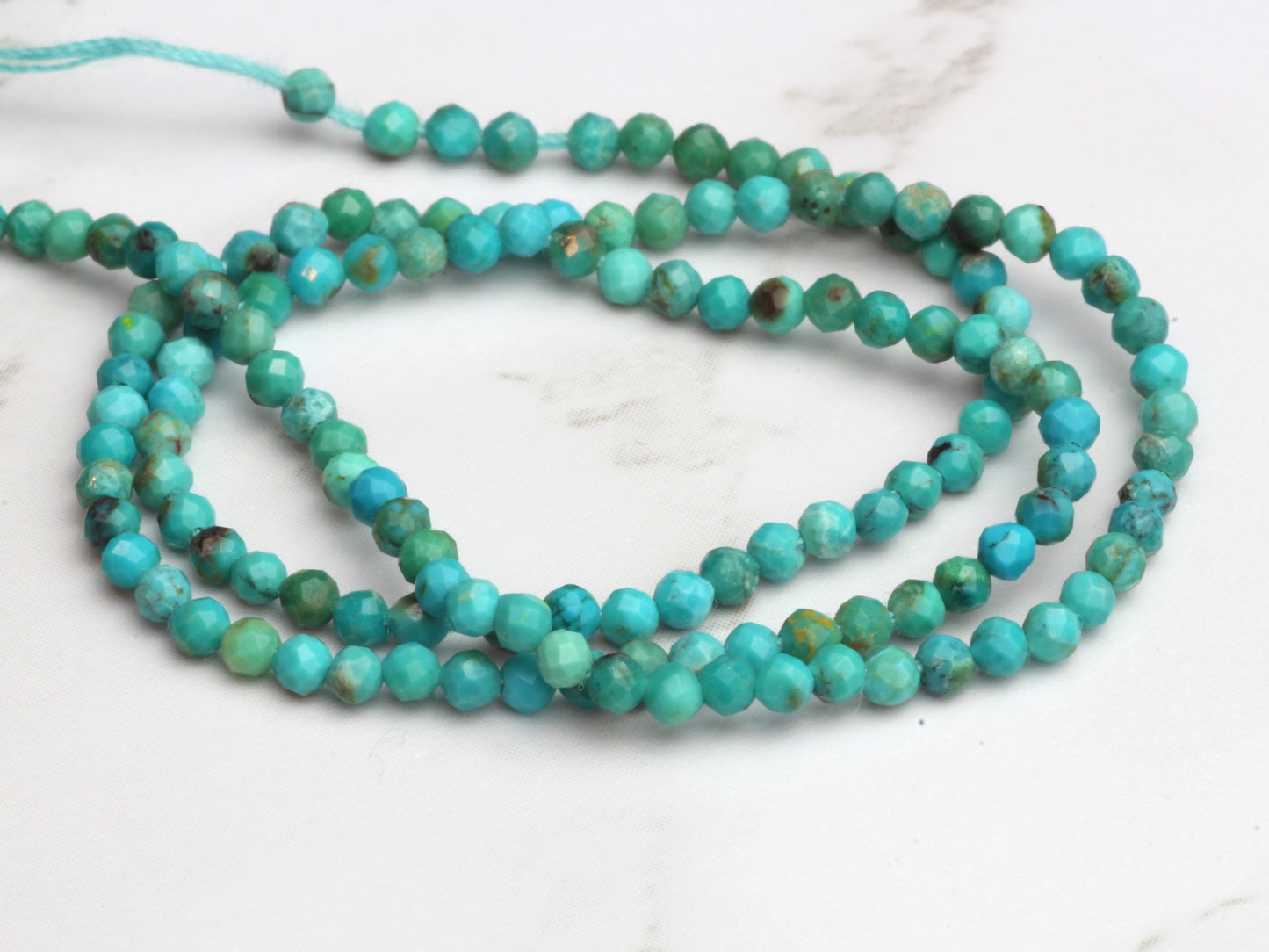 Natural Blue Turquoise 2mm Faceted Rounds