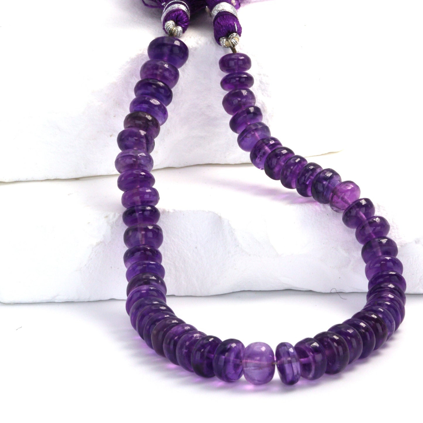 Purple Amethyst 7mm Smooth Rondelles