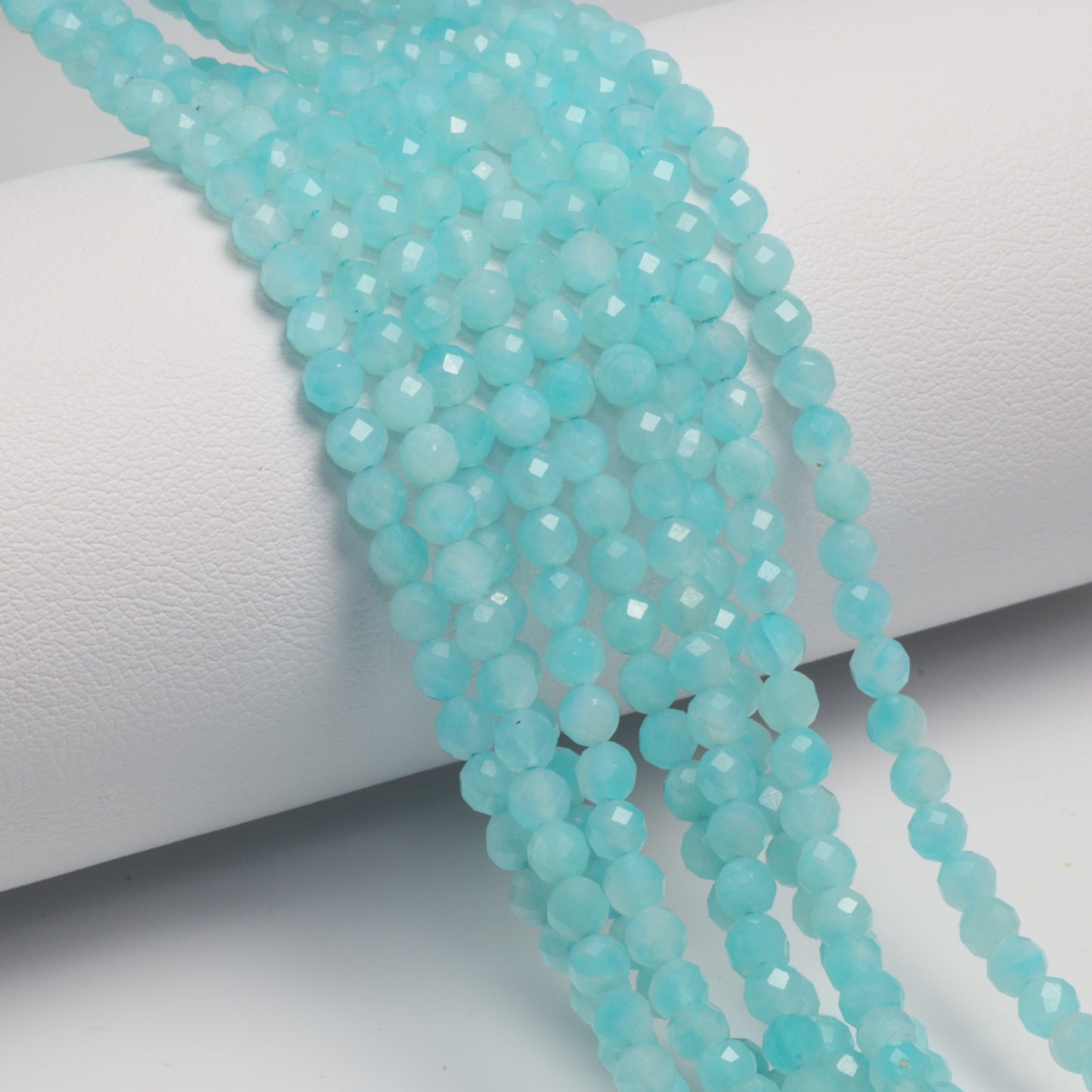 Blue Amazonite 3.5mm Faceted Rounds Bead Strand