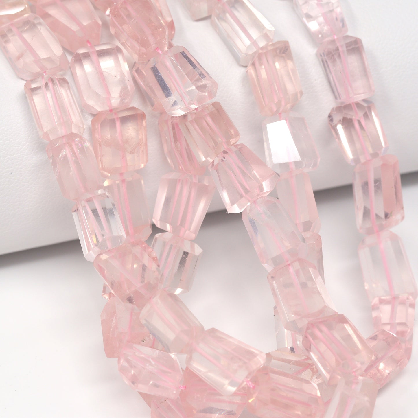 Pink Rose Quartz 8x7mm – 11x9mm Faceted Nuggets Bead Strand