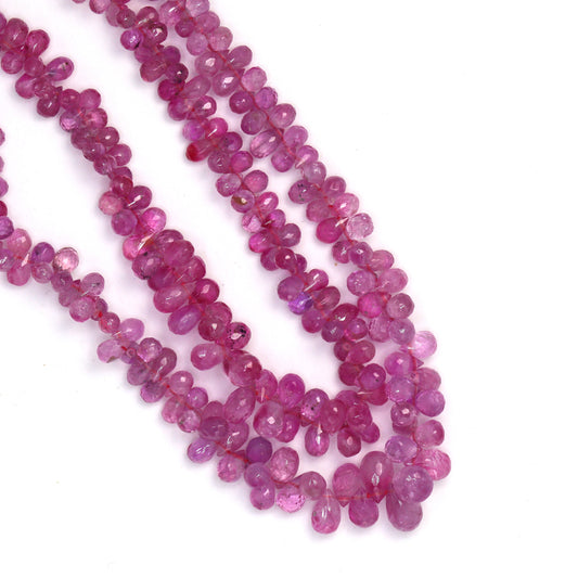 Pink Sapphire 4x2mm - 5x3mm Faceted Teardrop Briolettes Bead Strand