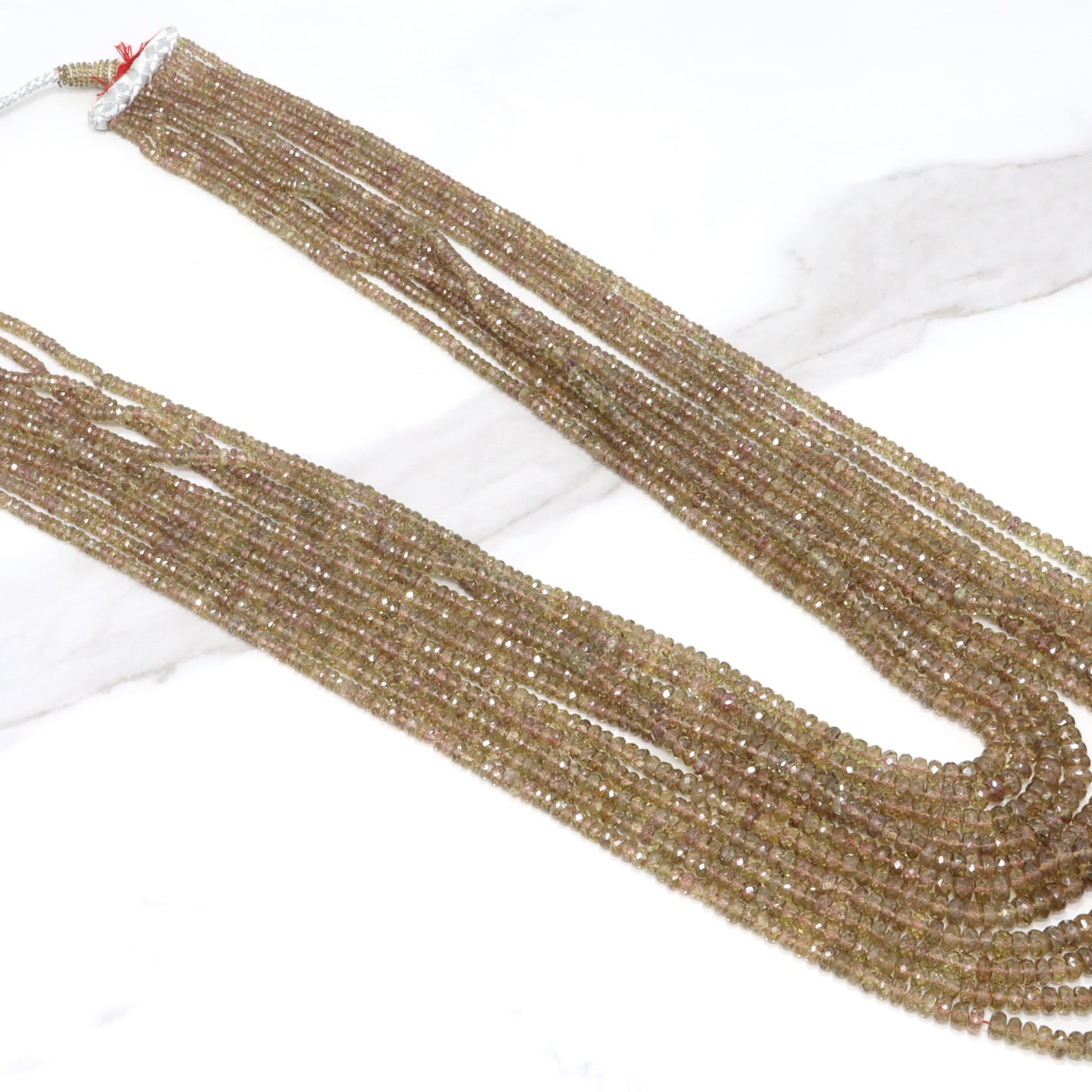 Color Change Garnet 3mm - 5mm Faceted Rondelles 11 Strand Bead Necklace