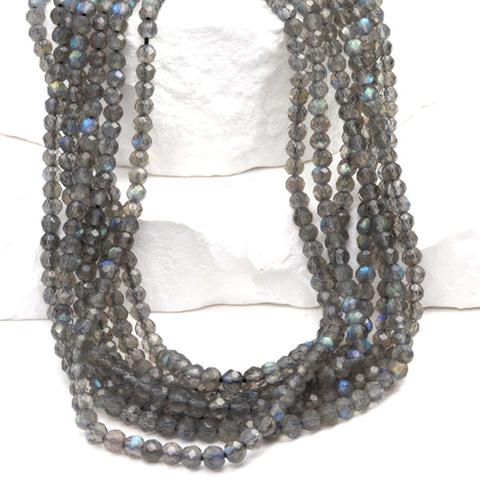 Blue Labradorite 3.5mm Faceted Rondelles Bead Strand