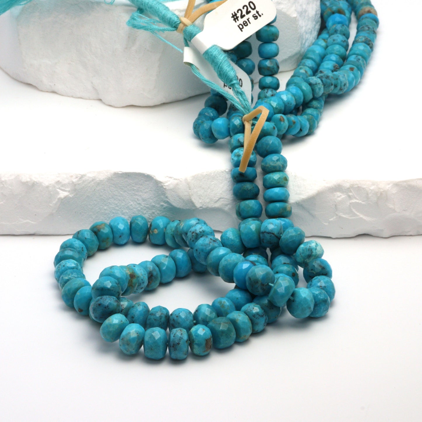 Natural Blue Turquoise 6mm Faceted Rondelles