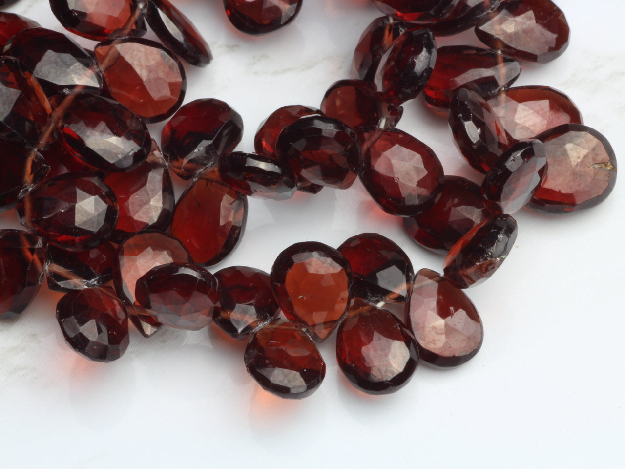Red Garnet 9x6mm Faceted Pear Shaped Briolettes