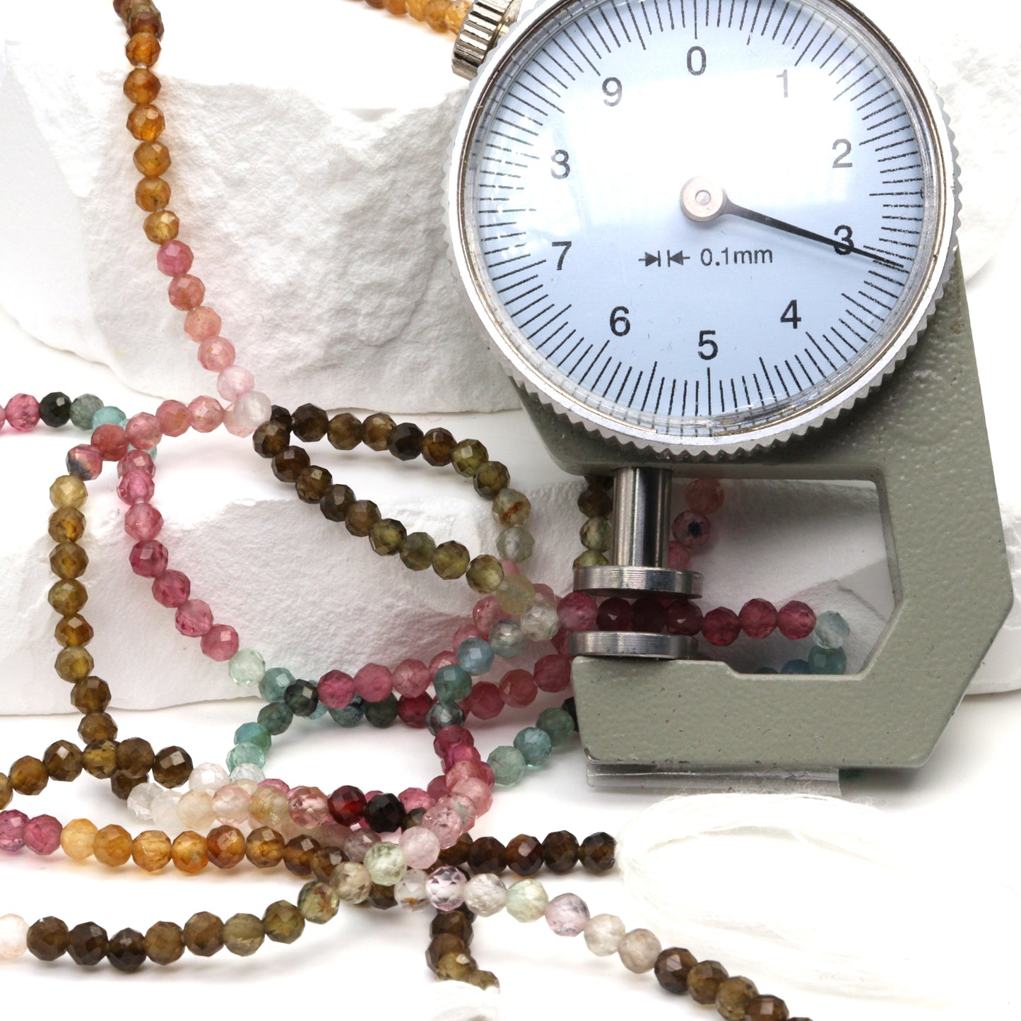 Watermelon Tourmaline 3mm Faceted Rounds Bead Strand