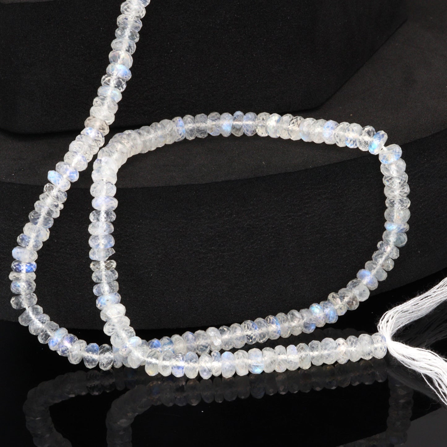 AA Blue Rainbow Moonstone 5mm Faceted Rondelles Bead Strand