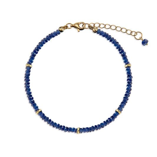 18k Blue Sapphire and Gold Bead Bracelet