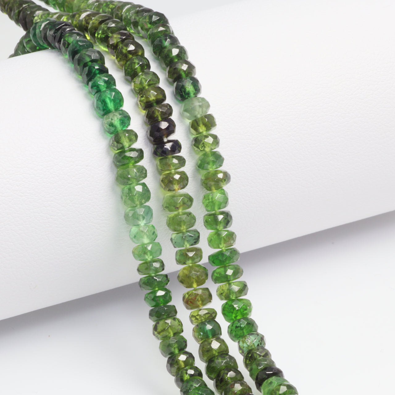 Ombre Green Tourmaline 4mm Hand Faceted Rondelles Bead Strand