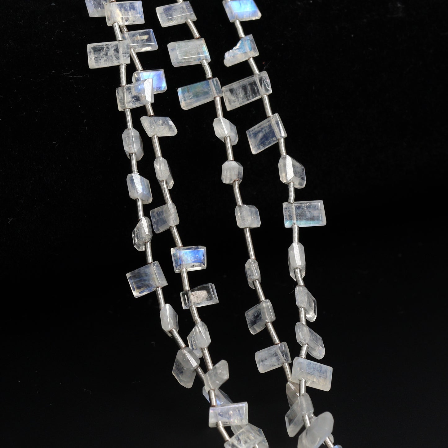 Rainbow Moonstone 5x4mm Faceted Rectangles Bead Strand