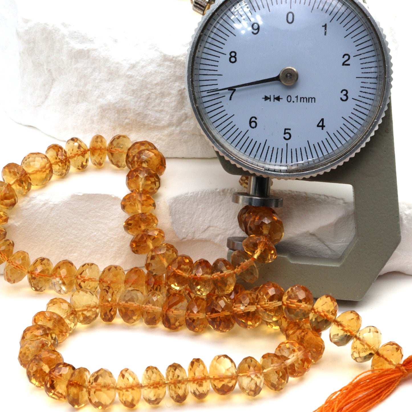 Yellow Orange Citrine 7mm Faceted Rondelles
