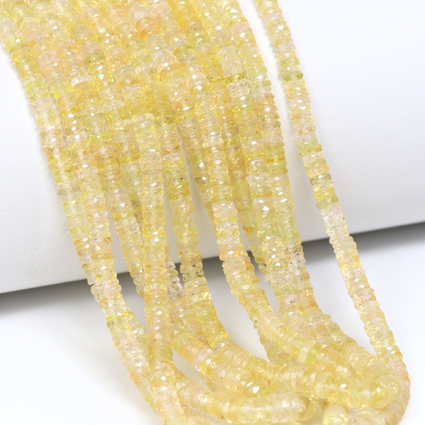 Yellow Sapphire 3mm – 4.5mm Hand Faceted Tires Bead Strand
