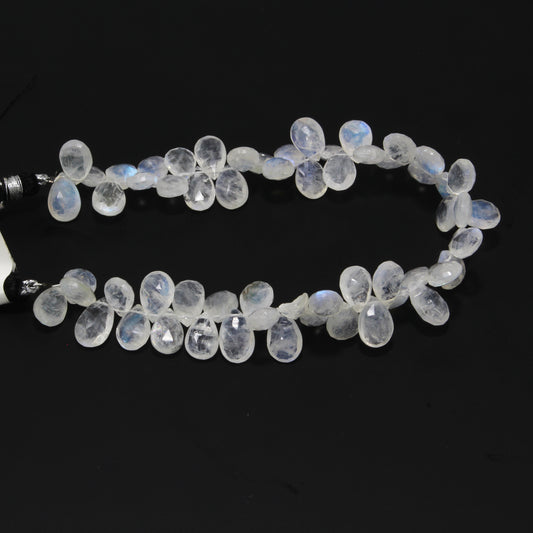 Blue Rainbow Moonstone 9x7mm Faceted Pear Shaped Briolettes