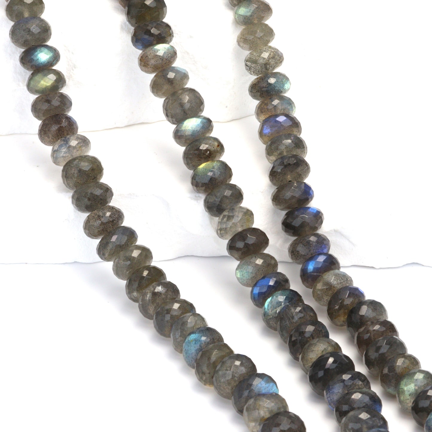 AAA Blue Labradorite 9mm Faceted Rondelles Bead Strand