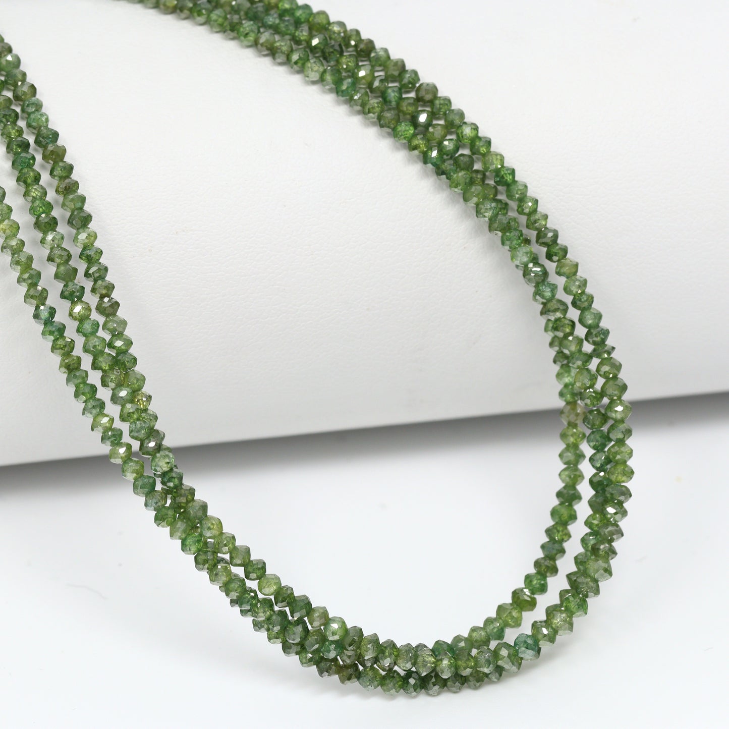 Green Diamond 2.4mm – 2.8mm Hand Faceted Rondelles Bead Strand