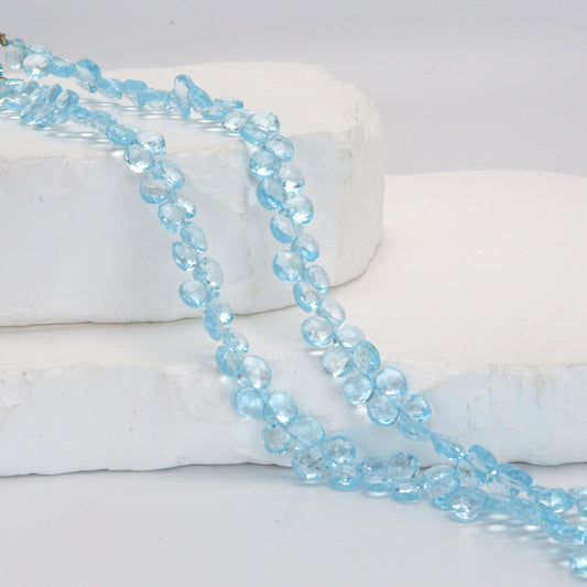 Sky Blue Topaz 5mm Faceted Heart Shaped Briolettes
