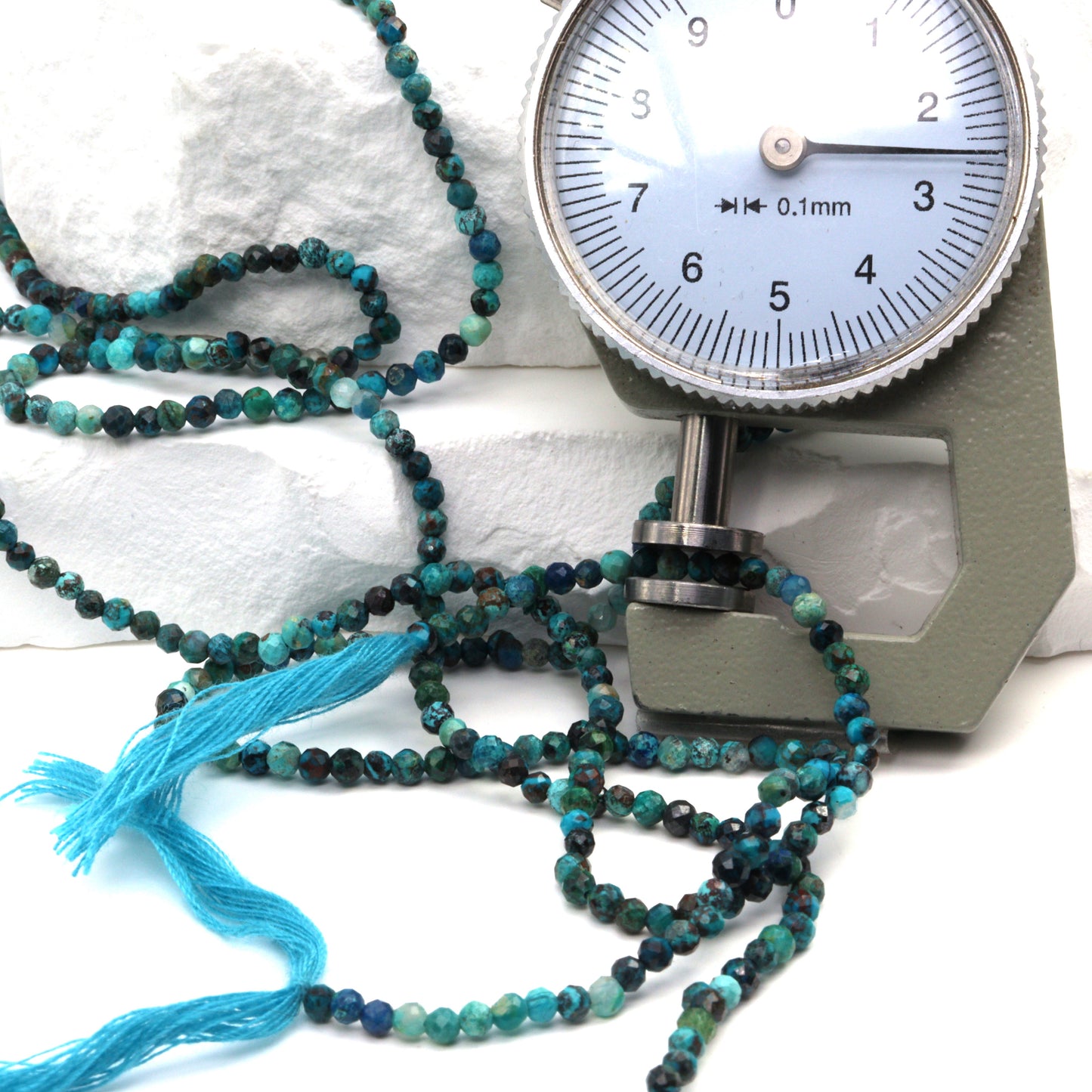 Chrysocolla 2.5mm Faceted Rounds Bead Strand