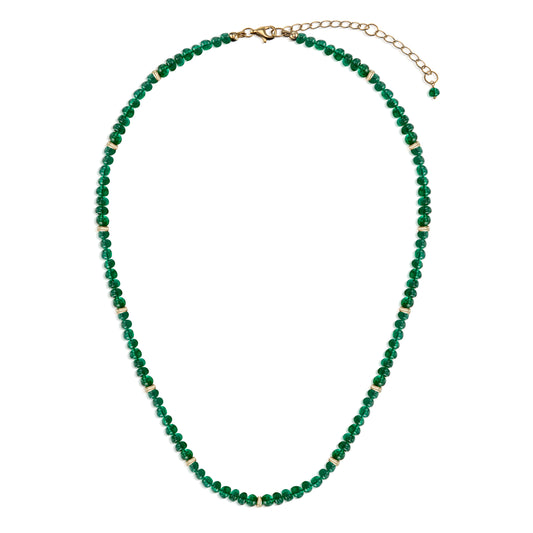 18k Emerald and Gold Bead Necklace