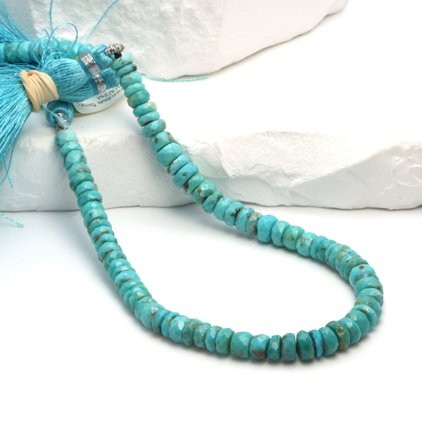 Natural Blue Turquoise 5mm Faceted Rondelles Bead Strand