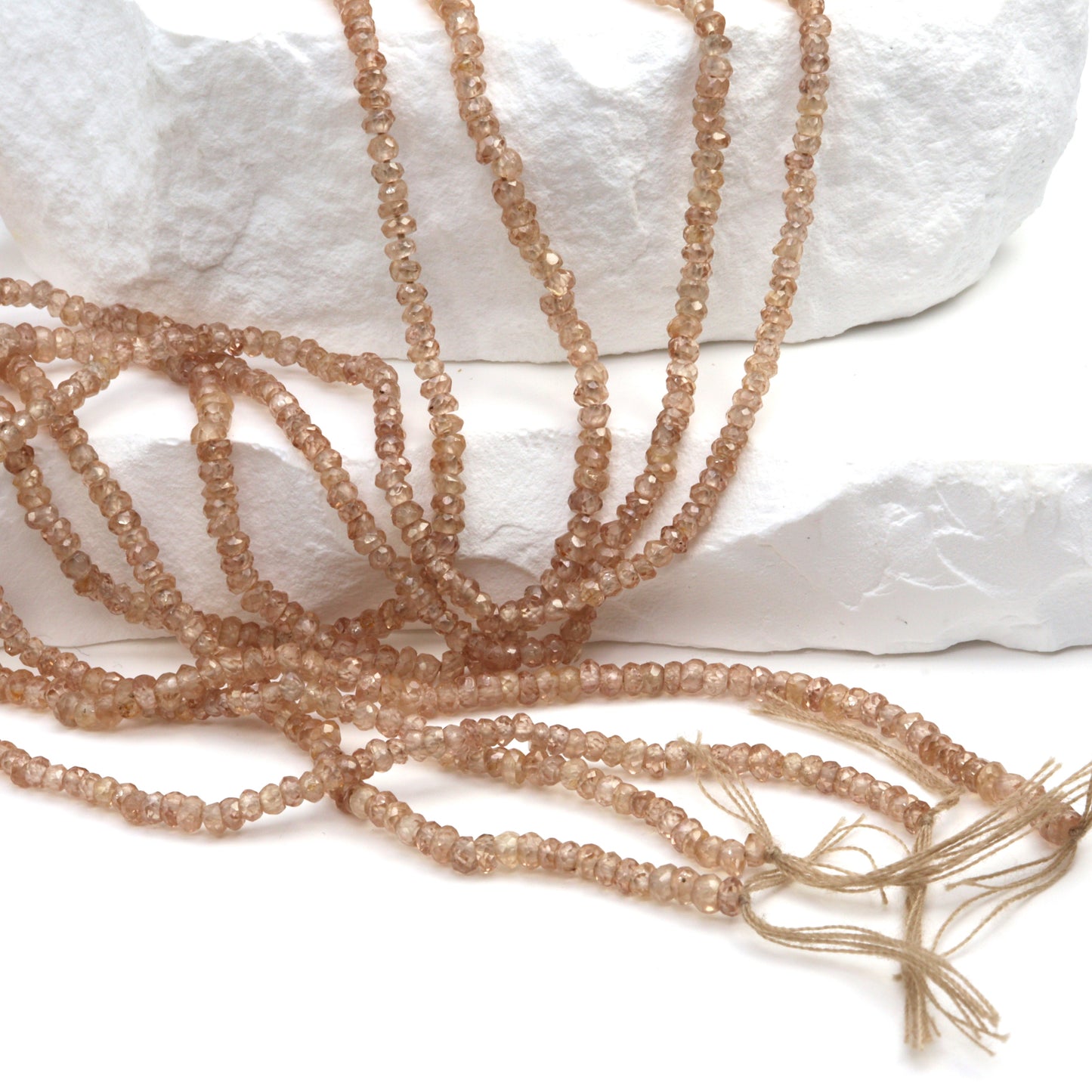 Natural Brown Zircon 2.5mm Hand Faceted Rondelles Bead Strand