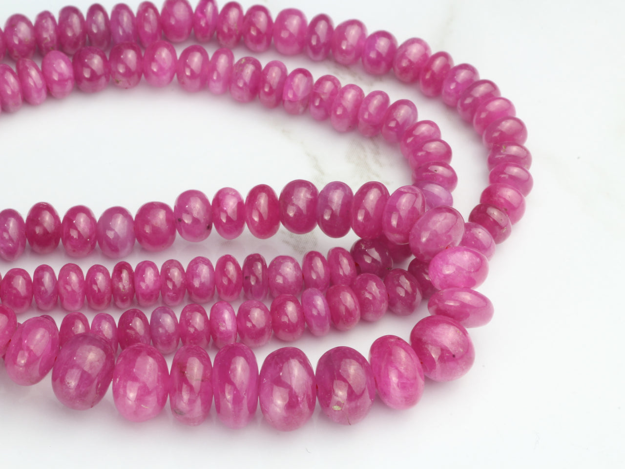 Pink Sapphire 4mm - 7mm Smooth Rondelles Bead Strand