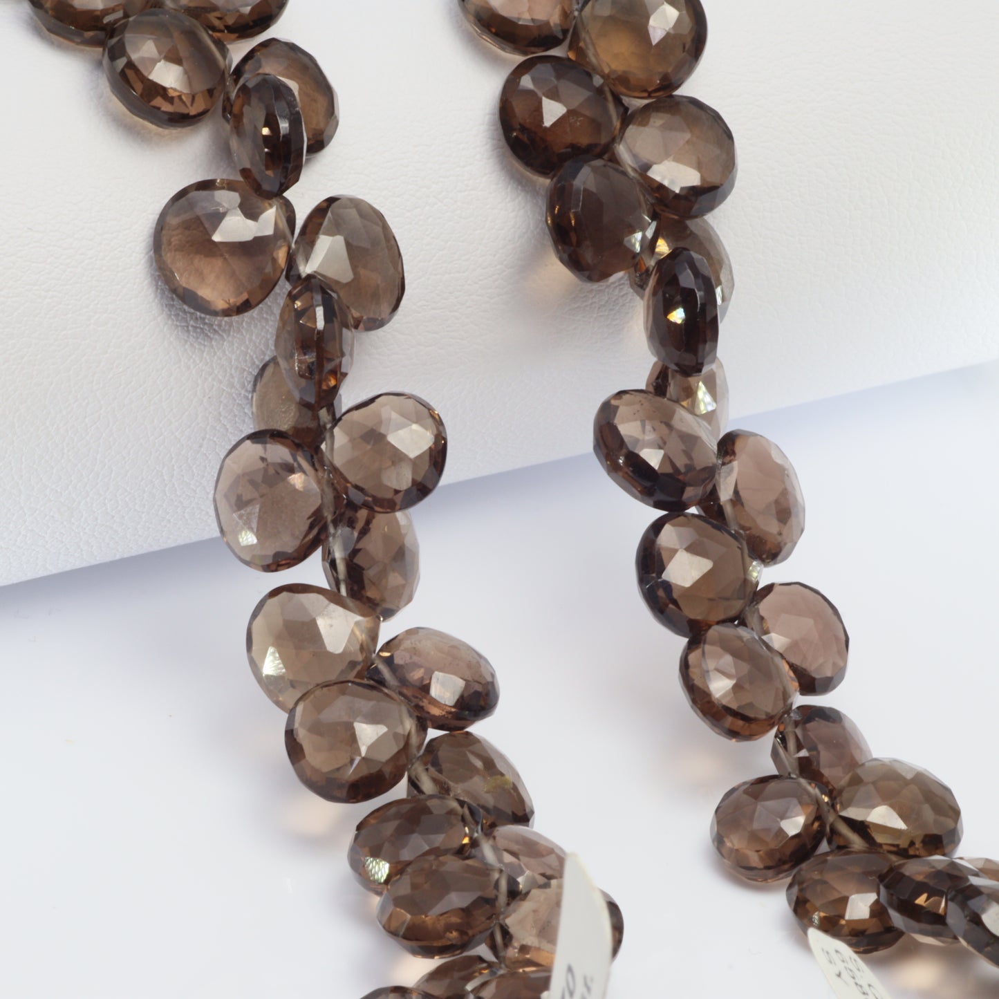 Brown Smoky Quartz 8mm Faceted Heart Shaped Briolettes Bead Strand