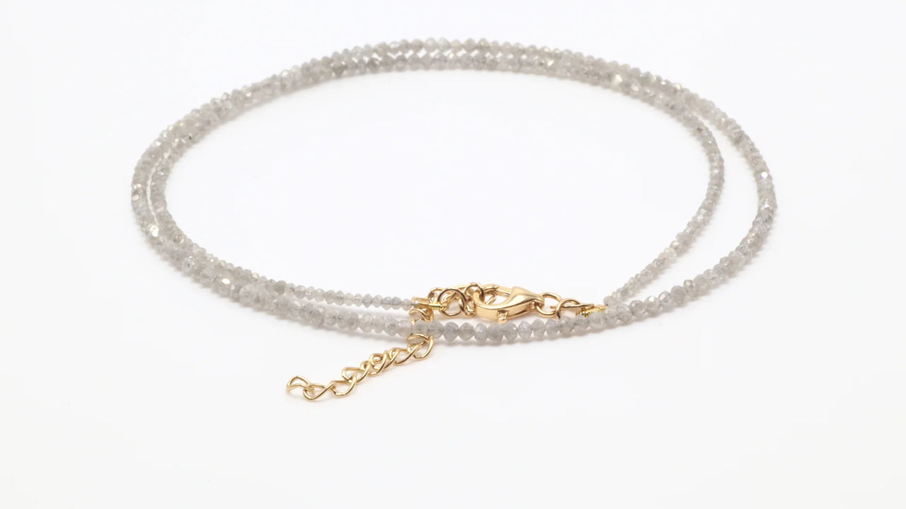 18k Gray Diamond Bead Necklace (~16ct )