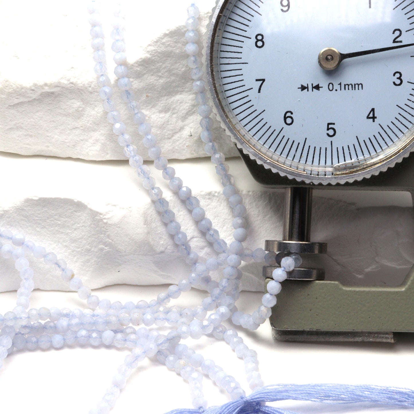 Natural Blue Chalcedony 2mm Faceted Rounds Bead Strand