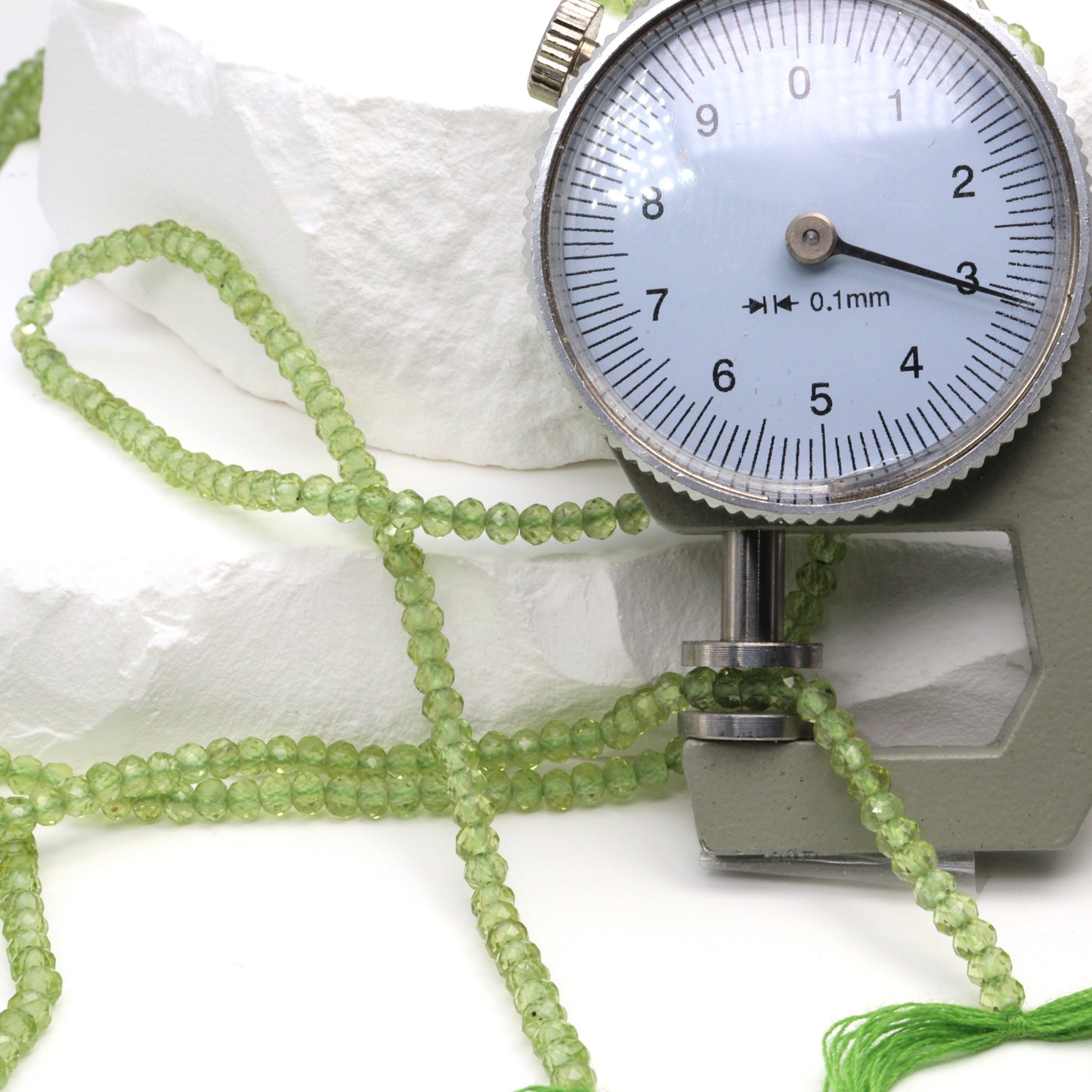Green Peridot 3mm Faceted Rondelles Bead Strand