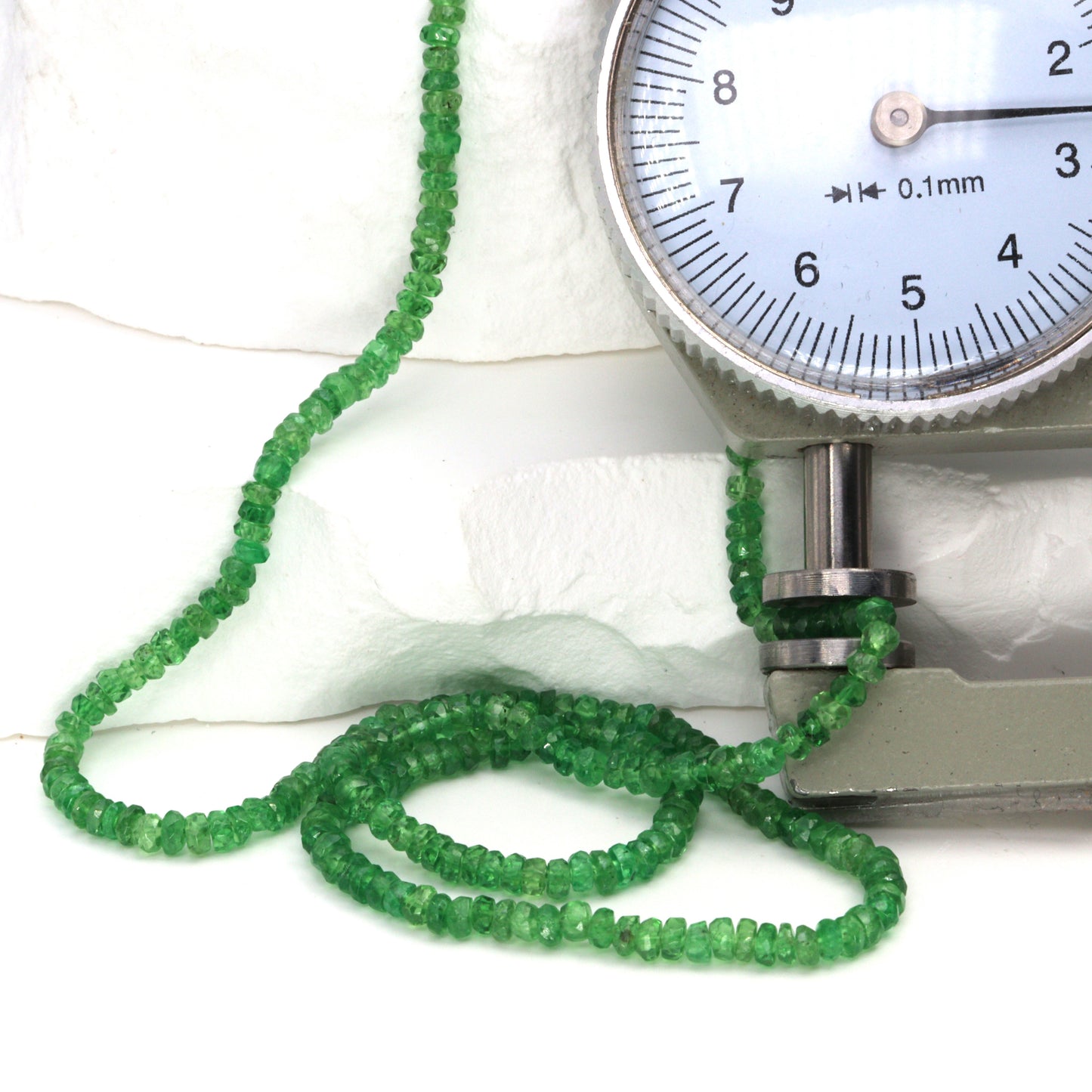 Green Tsavorite 3mm Hand Faceted Rondelles Bead Strand