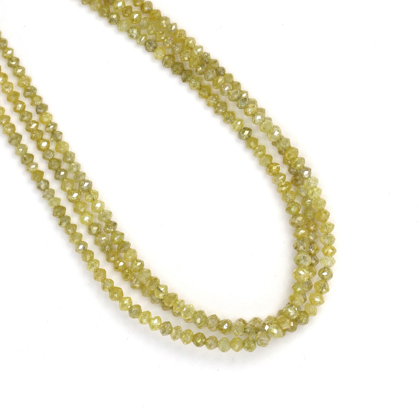Yellow Diamond 2.4mm - 2.7mm Hand Faceted Rondelles Bead Strand