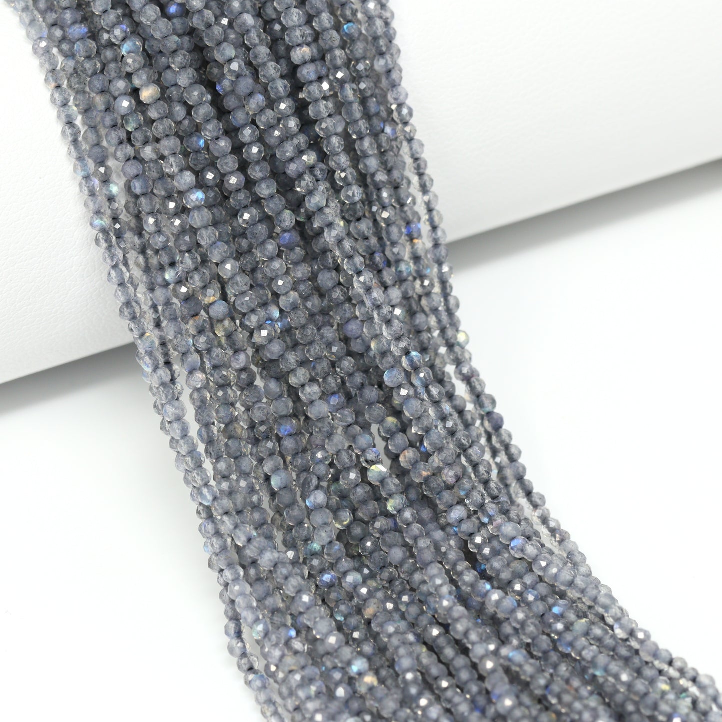 Blue Labradorite 2mm Faceted Rounds Bead Strand
