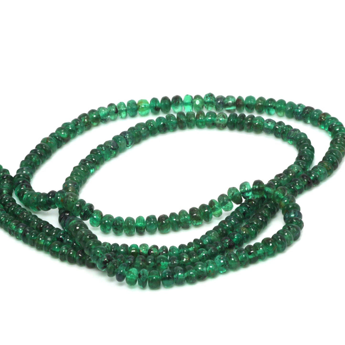 Green Emerald 2mm - 3mm Smooth Rondelles Bead Strand