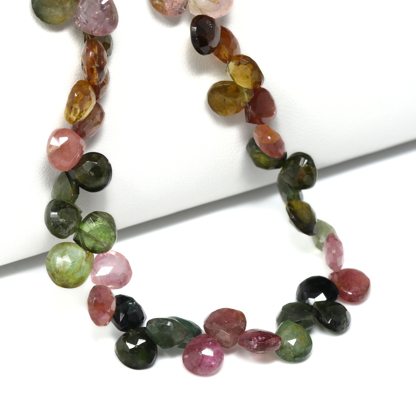 Watermelon Tourmaline 7mm Faceted Heart Briolettes Bead Strand
