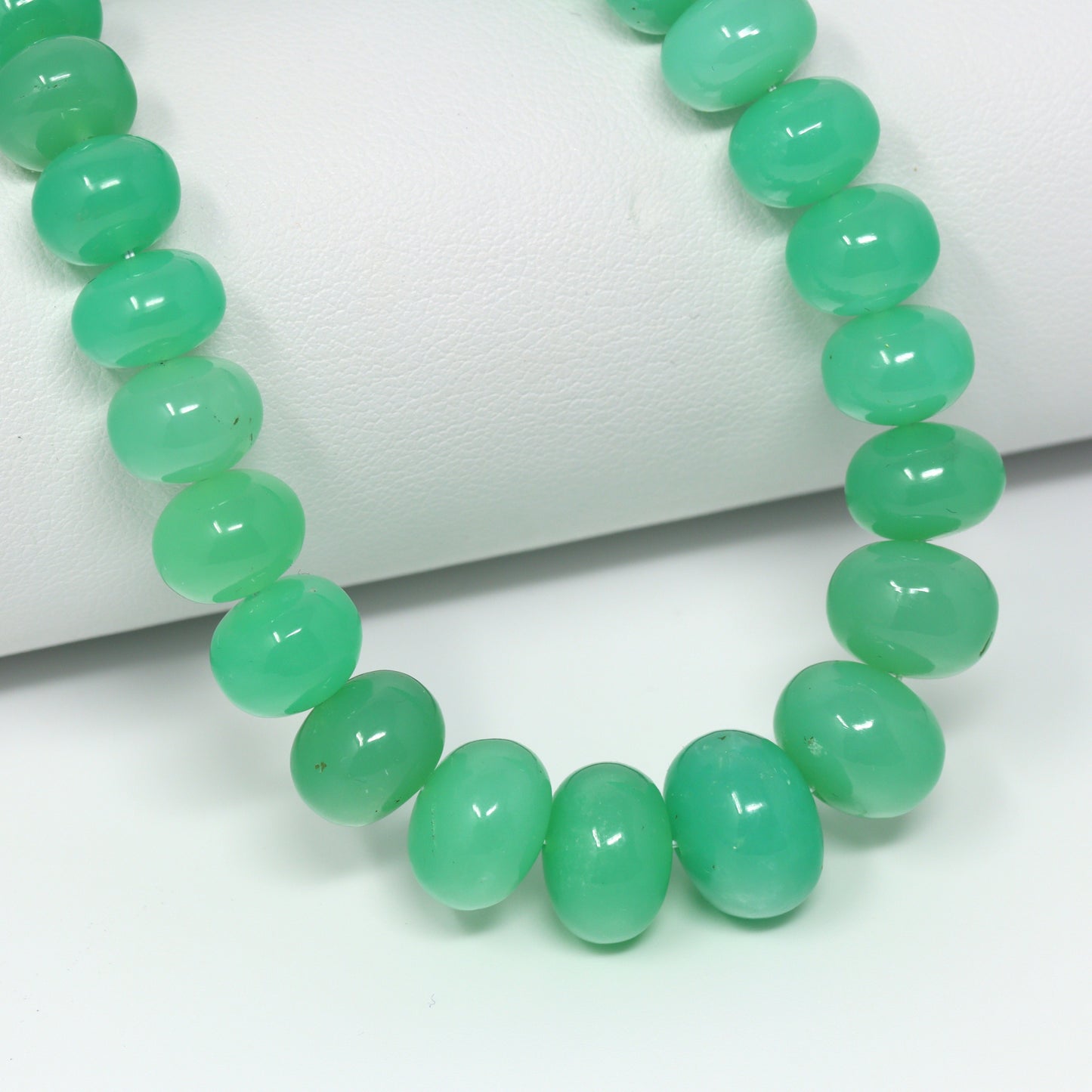 Apple Green Chrysoprase 7mm – 12mm Smooth Rondelles Bead Strand