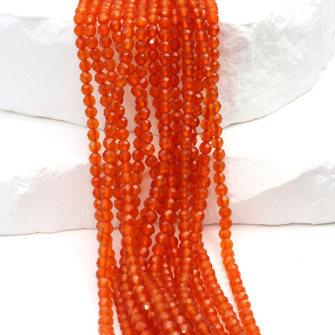 Orange Carnelian 3mm Faceted Rounds
