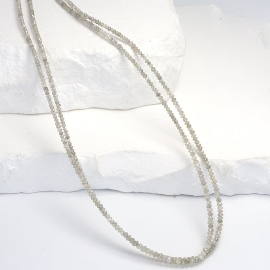 Gray Diamond 2mm - 2.2mm Hand Faceted Rondelles Bead Strand