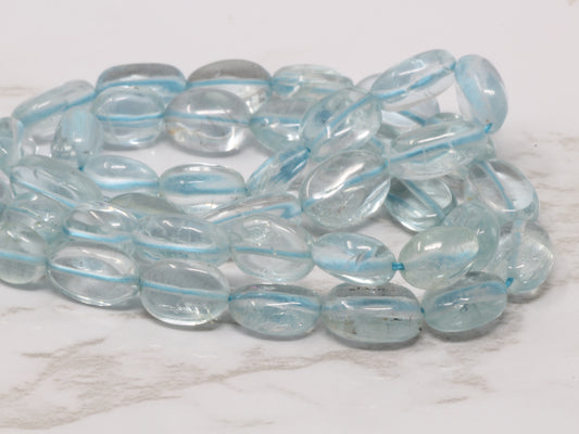 Blue Aquamarine 7x5mm - Smooth Ovals Bead Strand