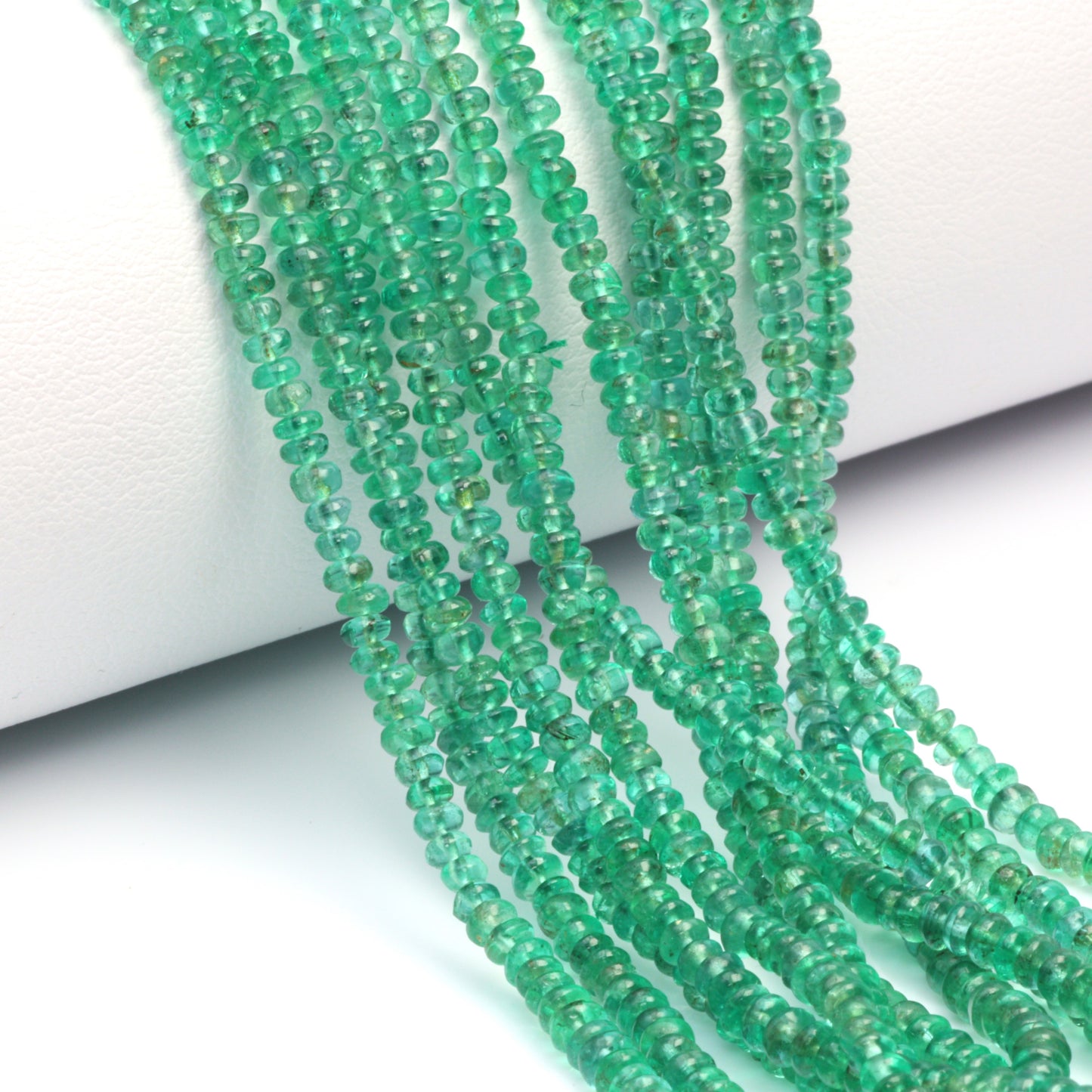 Green Emerald 2mm - 3mm Smooth Rondelles Bead Strand