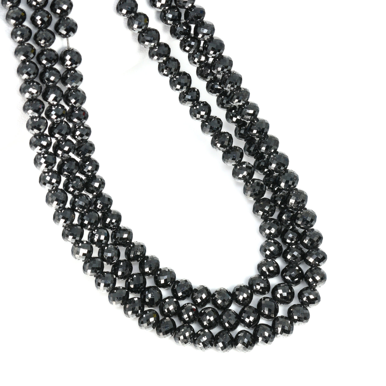 Black Diamond 4.5mm – 6mm Faceted Rondelles Bead Strand
