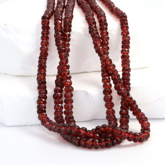 Red Garnet 4.5mm Faceted Rondelles Bead Strand